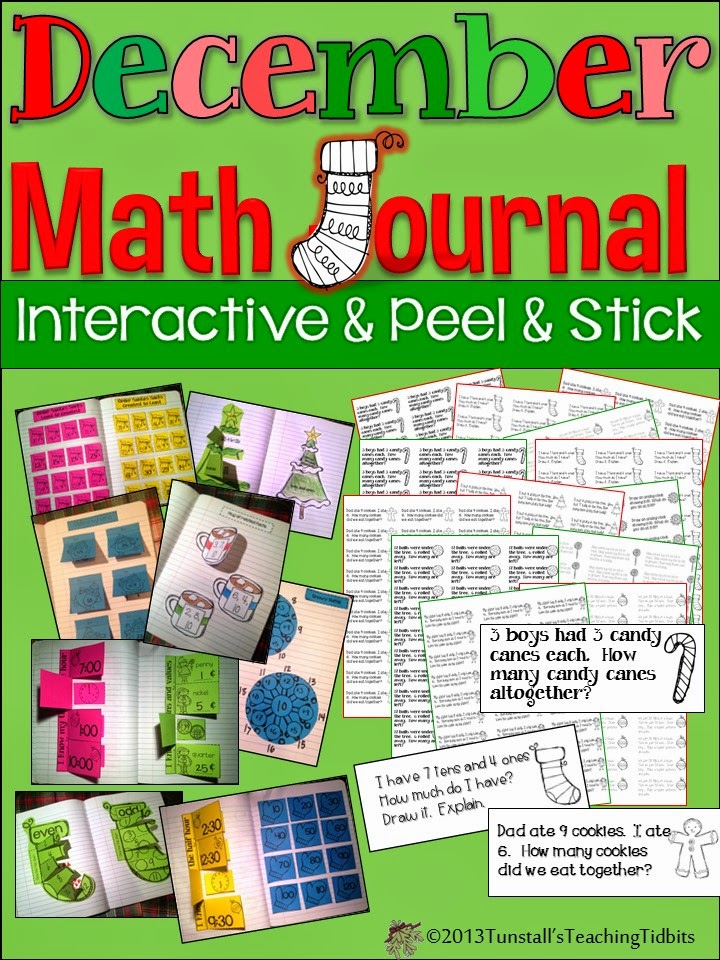 http://www.teacherspayteachers.com/Product/December-Math-Journal-Interactive-Peel-and-Stick-980725