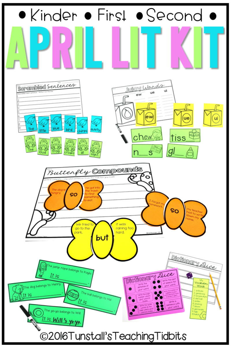 April Lit Kit, literacy for kindergarten, first grade, and second grade