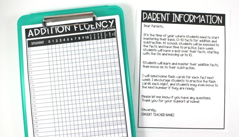 Math Fact Progress Chart