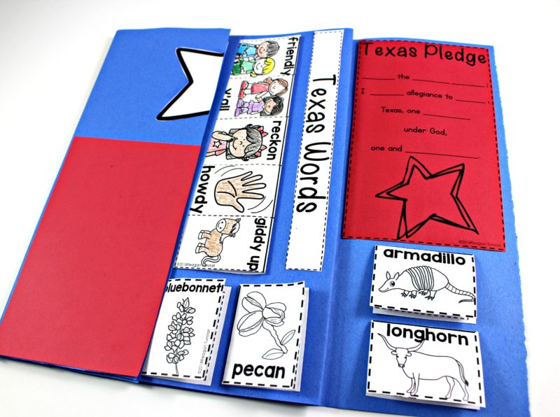 Texas Symbols and Landmarks, A keepsake book all about the state of Texas for your social studies lessons! This social studies foldable book is packed with learning activities for first grade and second grade. There's information on important Texas buildings and resources. From the Texas pledge to descriptions and pictures for the state bird, flower, mammals, and so much more. For more about social studies classroom ideas on “Texas Symbols and Landmarks” at www.tunstallsteachingtidbits.com