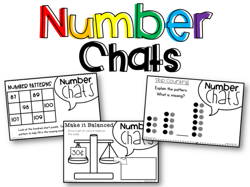 Math Supplements Number Chats for kindergarten, first grade, and second grade allow teacher to use number talks easily! Number chats can be projected or placed under a document camera at the start of a math lesson or as a discussion point in a math meeting! Topics: number sense, addition, subtraction, place value, geometry, money, telling time, graphs & data, measurement.www.tunstallsteachingtidbits.com