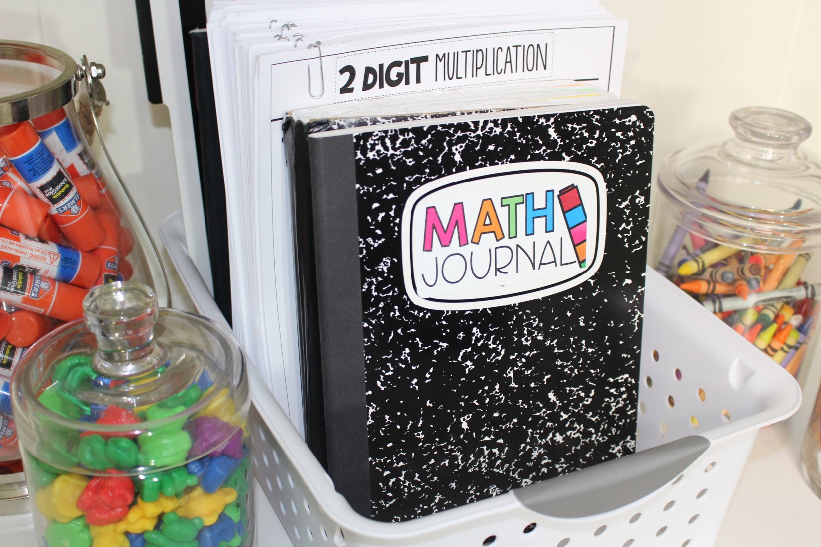 Getting started with math journals. Practice setting expectations. Learn to cut fold and glue. Set goals and make math journals go from dependent to independent! Free tabs, labels, and practice. K-4.