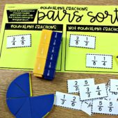 third grade math centers fraction sort