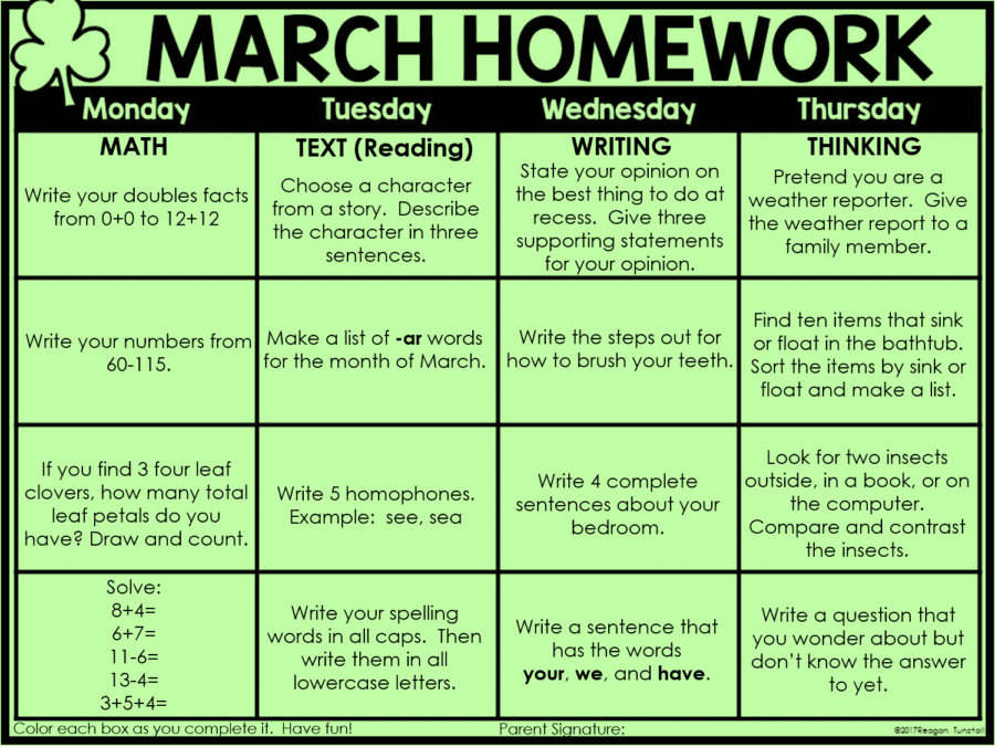 March Homework