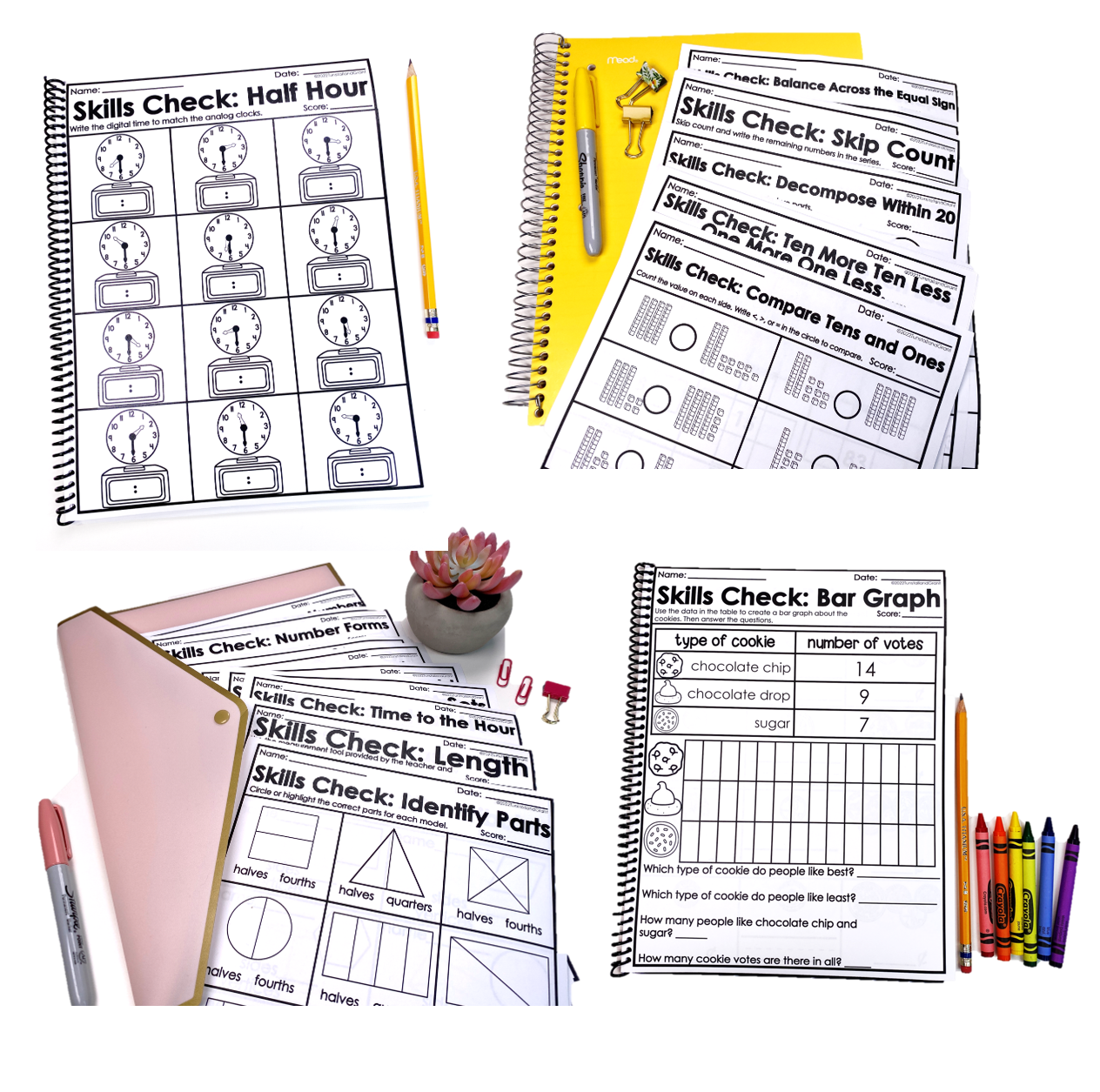 First Grade Skill Check Math Assessments