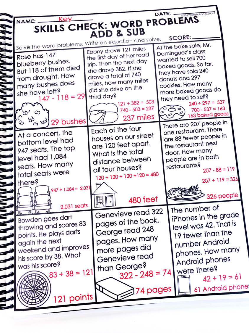third grade math skills check